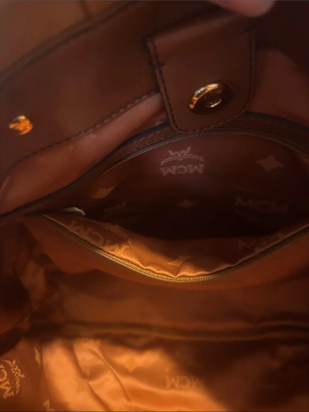MCM Brown Leather Tote with Detachable Strap